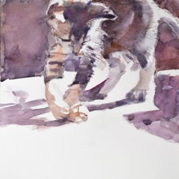 Pittura intitolato "KItty cat" da Goran Žigolić (watercolors), Opera d'arte originale, Acquarello