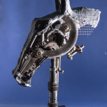 Sculptuur getiteld "***Cyber Horse***" door Yuriy Kraft, Origineel Kunstwerk, Metalen