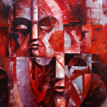제목이 "Masks in Red"인 미술작품 Serhii Voichenko로, 원작, 기름
