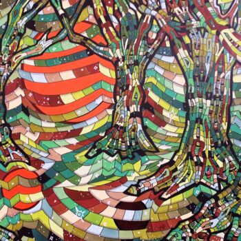 Dessin intitulée "galaxie jungle (1)" par Vincent Gibert, Œuvre d'art originale, Marqueur