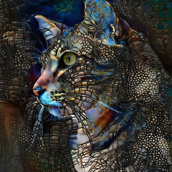 Arts numériques intitulée "Baldo, cat" par L.Roche, Œuvre d'art originale, Acrylique