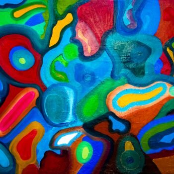 Painting titled "ALL CONNECTED" by Philippe Ceulemans, Original Artwork, Oil
