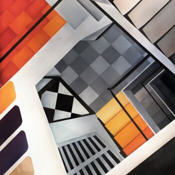 Painting titled "The Silent Grey: Ne…" by Inge Coolen, Original Artwork, Oil