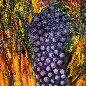 Painting titled "GRAPPE DE RAISINS." by Victoria Beko, Original Artwork, Oil