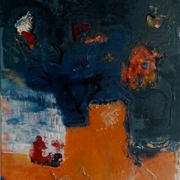 Painting titled "Amber City" by Jan O'Sullivan, Original Artwork, Acrylic Mounted on Wood Stretcher frame