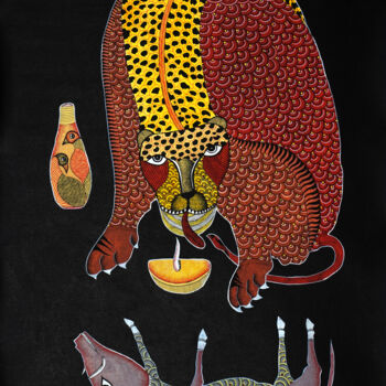 Painting titled "Gond Painting  ( Tr…" by Manoj Kumar Tekam, Original Artwork, Acrylic