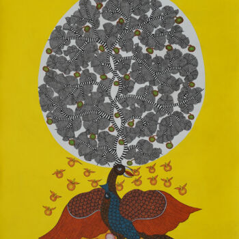 Painting titled "Gond Painting  ( Tr…" by Manoj Kumar Tekam, Original Artwork, Acrylic