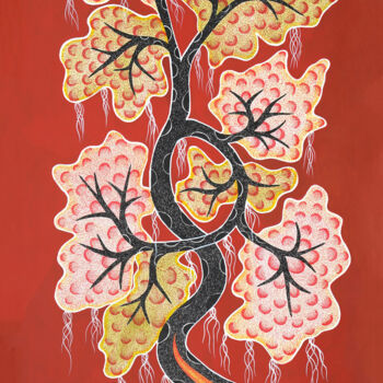 Painting titled "Gond Painting  ( Tr…" by Manoj Kumar Tekam, Original Artwork, Acrylic