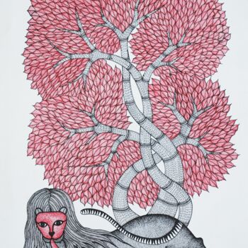 Ζωγραφική με τίτλο "Gond Painting  ( Tr…" από Manoj Kumar Tekam, Αυθεντικά έργα τέχνης, Ακρυλικό
