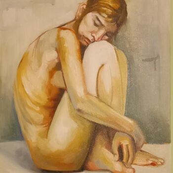 Peinture intitulée "Γυμνό 8" par Athanasios Ksagaras, Œuvre d'art originale, Huile Monté sur Châssis en bois