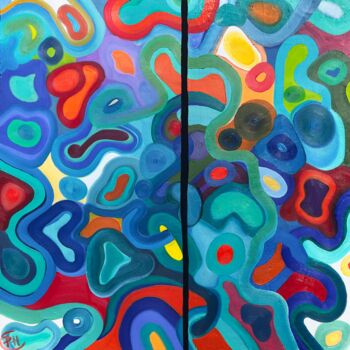 Painting titled "DIVIDED" by Philippe Ceulemans, Original Artwork, Oil