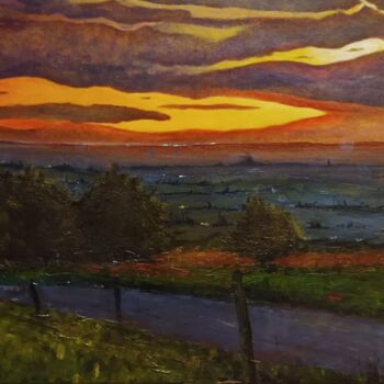 Peinture intitulée "Coucher de soleil d…" par Emmanuelle Gaillard, Œuvre d'art originale, Acrylique Monté sur Châssis en bois