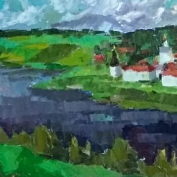 Painting titled "Старица благославен…" by Nina Silaeva, Original Artwork, Oil Mounted on Wood Stretcher frame