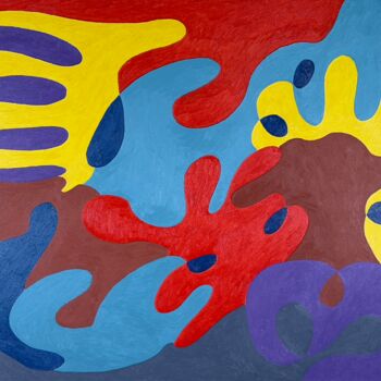 Painting titled "Scarlet Begonia" by Aj Rojas, Original Artwork, Oil Mounted on Wood Stretcher frame
