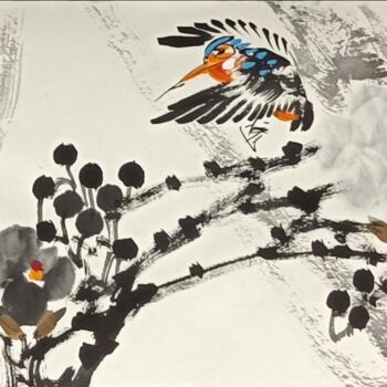 Painting titled "Fragrance of Magnol…" by Dayou Lu, Original Artwork, Pigments