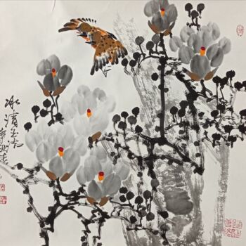Malerei mit dem Titel "Pure white 冰清玉洁 （No…" von Dayou Lu, Original-Kunstwerk, Pigmente