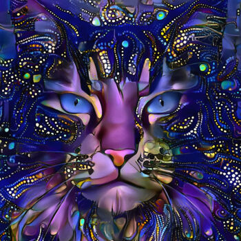 Arte digitale intitolato "Kamyblue, cat" da L.Roche, Opera d'arte originale, Acrilico