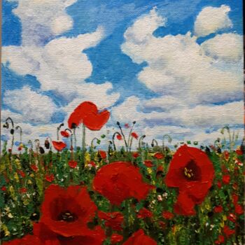 Painting titled "Painting with flowe…" by Natalya Yurina, Original Artwork, Oil