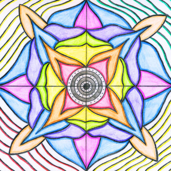 Drawing titled "The Sacred Flower" by Nancy A-Mechrek, Original Artwork, Pencil