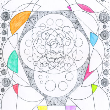 Drawing titled "Cosmic Dance" by Nancy A-Mechrek, Original Artwork, Pencil