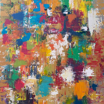 Schilderij getiteld "Le printemps" door Florela, Origineel Kunstwerk, Acryl Gemonteerd op Frame voor houten brancard