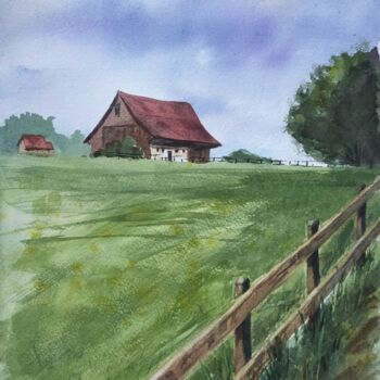 "The farm on the isl…" başlıklı Tablo Krystyna Szczepanowski tarafından, Orijinal sanat, Suluboya