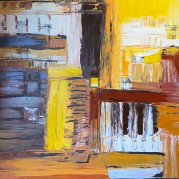 Schilderij getiteld "Marron nuancé" door Florela, Origineel Kunstwerk, Olie Gemonteerd op Frame voor houten brancard