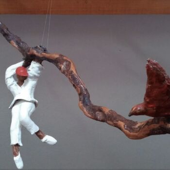 Sculpture titled "Et qui Libre ..." by Abi, Original Artwork, Clay