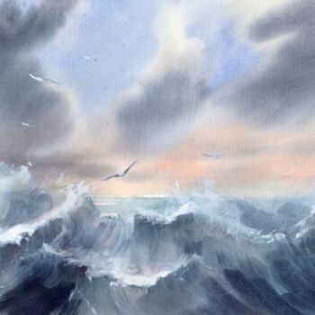 Peinture intitulée "Tempête 2" par Sylvie Vernageau, Œuvre d'art originale, Aquarelle
