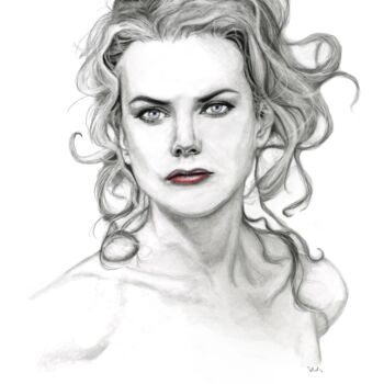 Drawing titled "Nicole Kidman" by Philip Dietrich, Original Artwork, Graphite