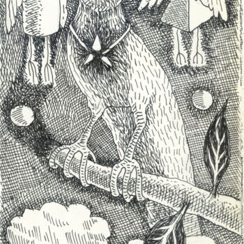 제목이 "Pájaro místico"인 그림 Miguel Rojas로, 원작, 잉크