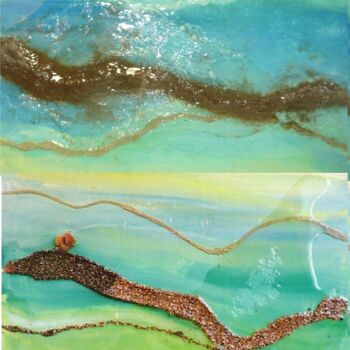 Painting titled "L'ISOLA CHE NON C'E'" by Pina L'Episcopo, Original Artwork, Oil Mounted on Wood Stretcher frame