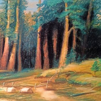 Pintura titulada "Корабельная роща" por Alina Gelman, Obra de arte original, Pastel