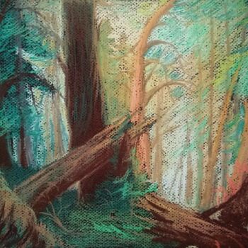 Pittura intitolato "Утро в сосновом бору" da Alina Gelman, Opera d'arte originale, Pastello