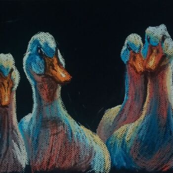 Pintura titulada "Гуси" por Alina Gelman, Obra de arte original, Pastel