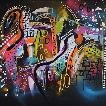 Peinture intitulée "Attraction galaxy -…" par Âme Sauvage, Œuvre d'art originale, Acrylique Monté sur Châssis en bois
