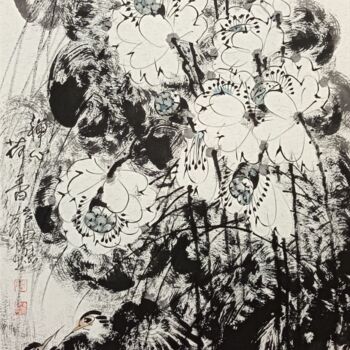 Malerei mit dem Titel "Fragrance of lotus…" von Dayou Lu, Original-Kunstwerk, Pigmente