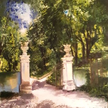 Painting titled "Entrance to Villa D…" by Natalya Yurina, Original Artwork, Oil