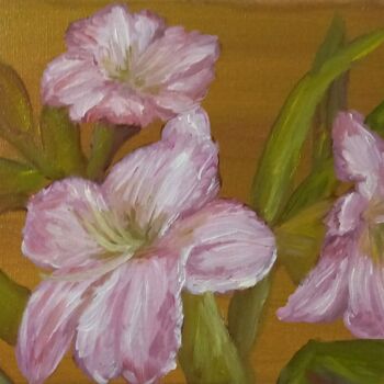 Painting titled "Flores em Tinta Óleo" by Matheus Kcaurio, Original Artwork, Oil Mounted on Wood Stretcher frame