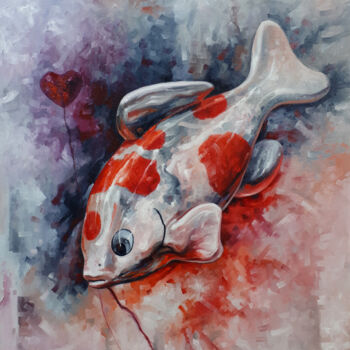Painting titled "Koi balloon" by Serhii Voichenko, Original Artwork, Oil