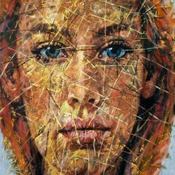 Painting titled "BROWN PORTRAIT" by Aleksandr Ilichev, Original Artwork, Acrylic