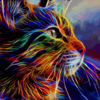 数字艺术 标题为“Neon Cat” 由L.Roche, 原创艺术品, 2D数字工作