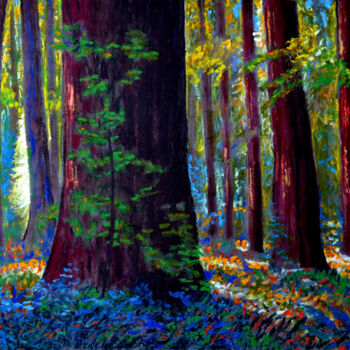 Painting titled "Light in the Forest" by Eric Matranga, Original Artwork, Oil