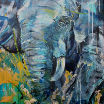 Malerei mit dem Titel "Eléphant" von Snd', Original-Kunstwerk, Acryl Auf Keilrahmen aus Holz montiert
