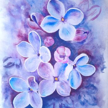 제목이 "A lilac branch"인 미술작품 Любовь Самойлова로, 원작, 수채화