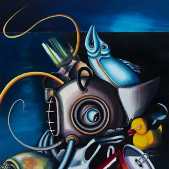 Peinture intitulée "Le nettoyeur de la…" par Muriel Cachoulet, Œuvre d'art originale, Huile