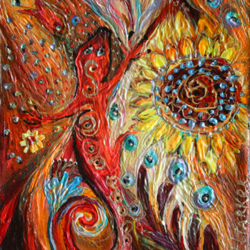 Painting titled "Life Totem #3. The…" by Elena Kotliarker, Original Artwork, Acrylic Mounted on Wood Stretcher frame
