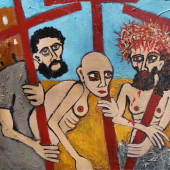 Painting titled "Companions of Chris…" by Alexey Nickolay, Original Artwork, Oil