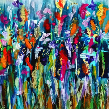 Pintura intitulada "Wildflowers along t…" por Alexandra Roberts, Obras de arte originais, Acrílico