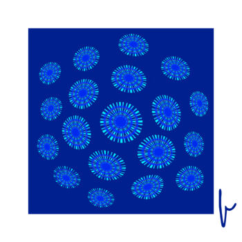 Digital Arts titled "Rosaces bleues" by Jean Paul Pierozzi, Original Artwork, Digital Painting